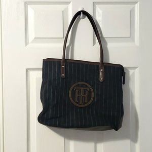 Tommy Hilfiger black striped shoulder bag